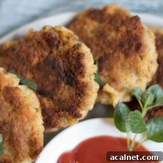 salmon patties on a plate in a circle with ketchup in the middle
