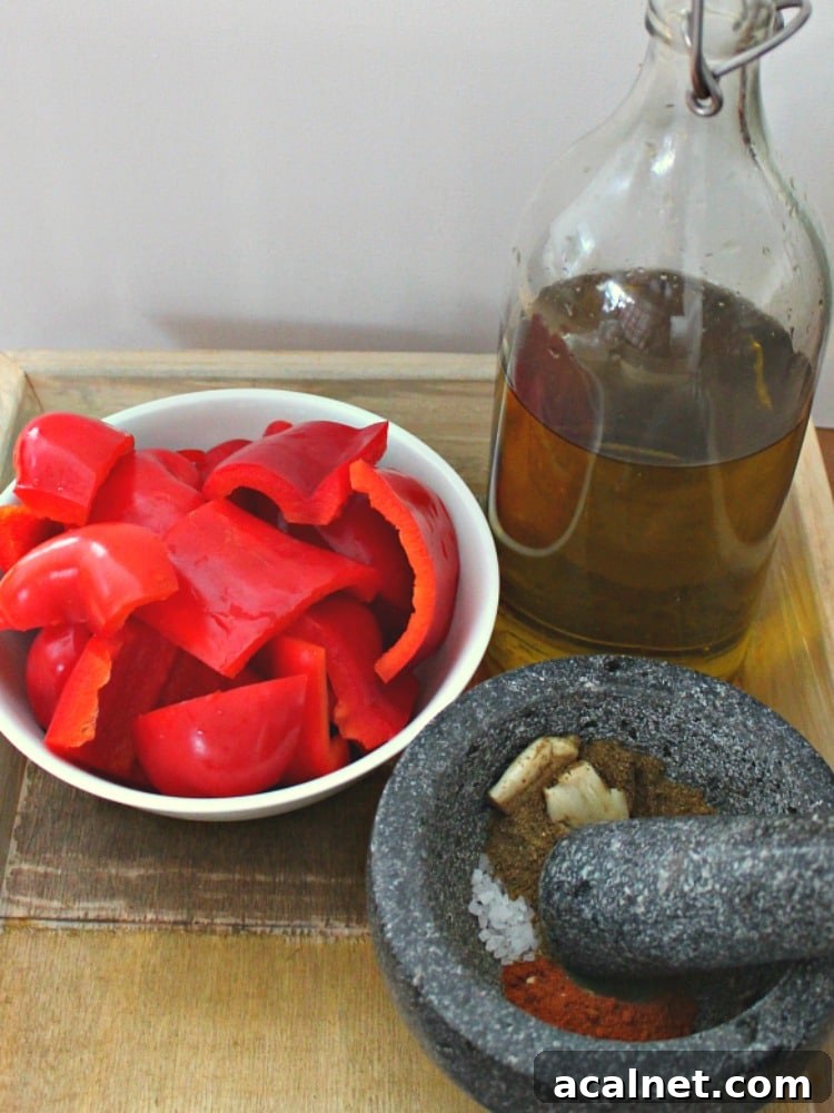 Mojo Picante, Spanish Red Pepper Sauce. showing ingredients