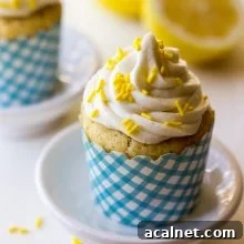 Lemon Cupcakes Filled with Lemon Curd Topped with Vanilla Buttercream-