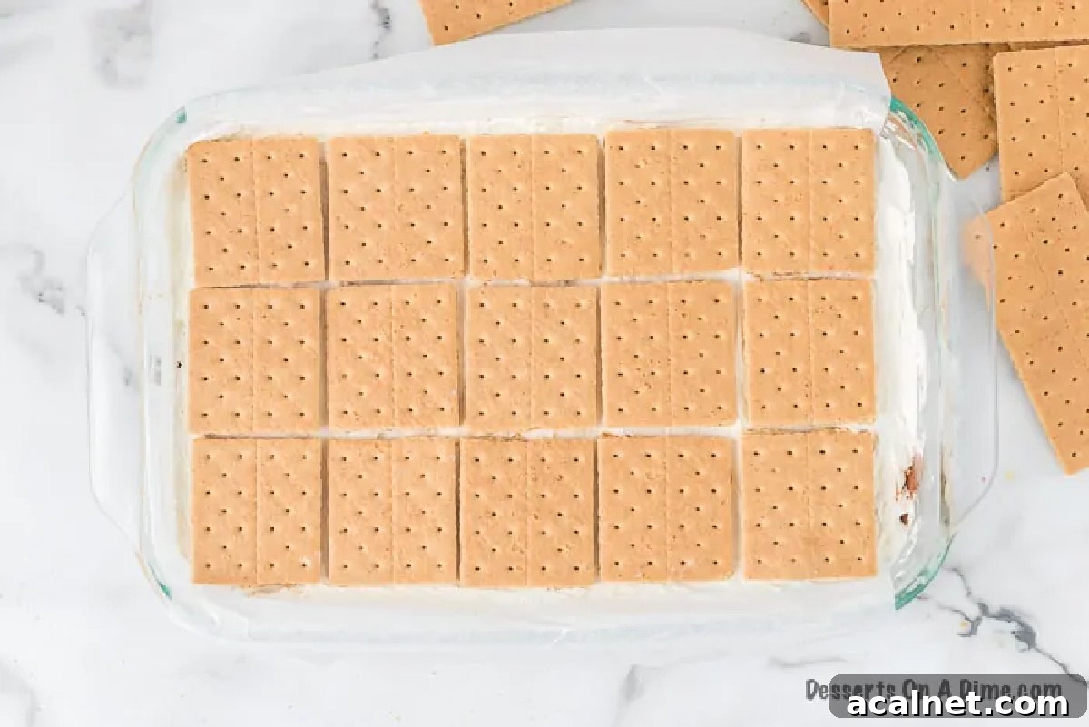 Graham crackers placed on top. 