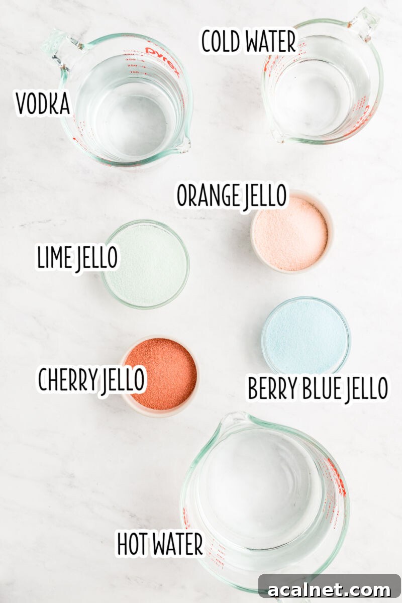 Vodka Jello Shot Recipe: Party-Friendly Jiggly Cocktails 3 ingredients to make jello shots in bowls on a counter