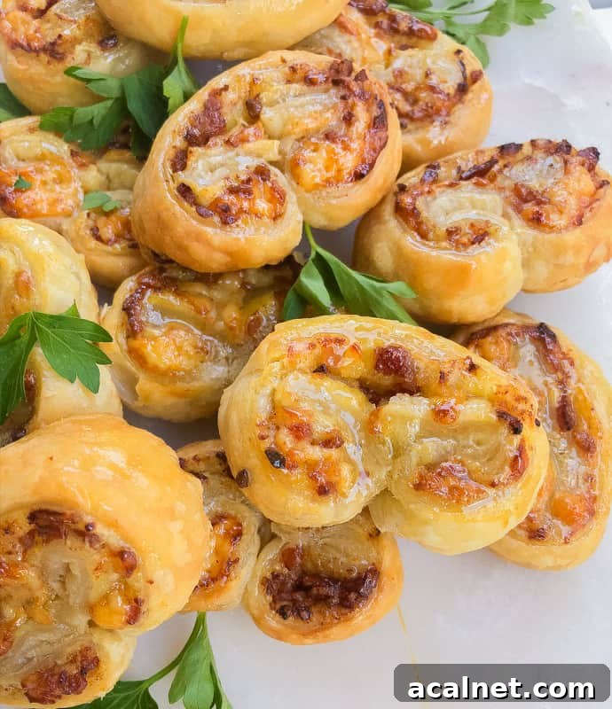 A stack of savory palmiers on a plate.