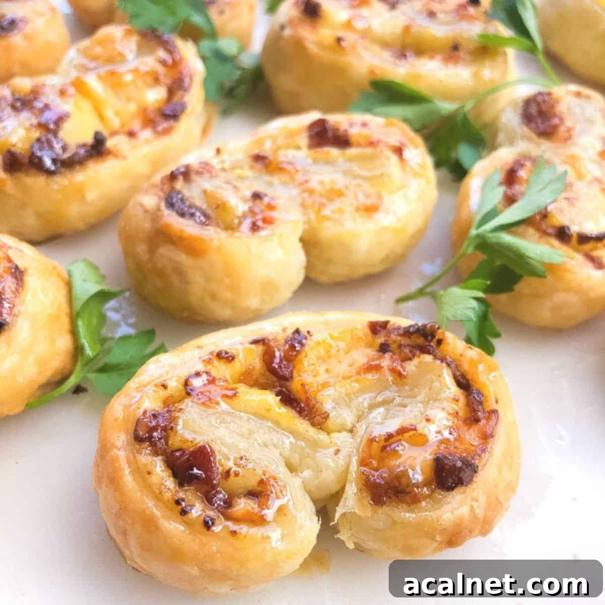 Savory puff pastry palmiers with parsley.