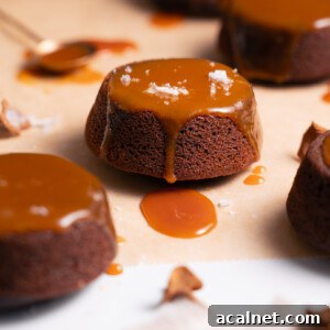Mini chocolate caramel cakes with candy cap caramel