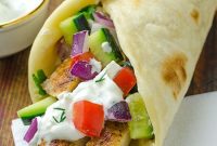 Greek Chicken Gyros with Tzatziki and Warm Pita