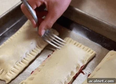 45-Minute Homemade Gluten-Free Pop-Tarts Recipe 6 gluten free pop tarts being made and fork crimping sides