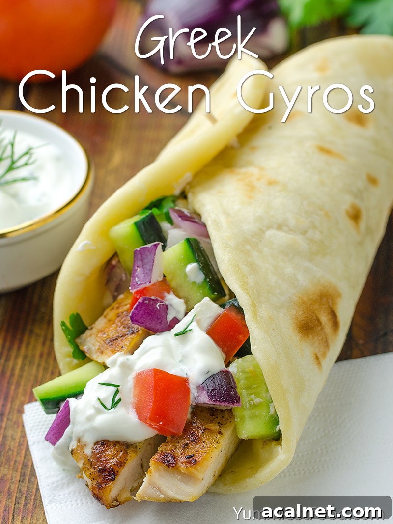 Greek Chicken Gyros with Tzaziki Sauce and Pita Flatbread