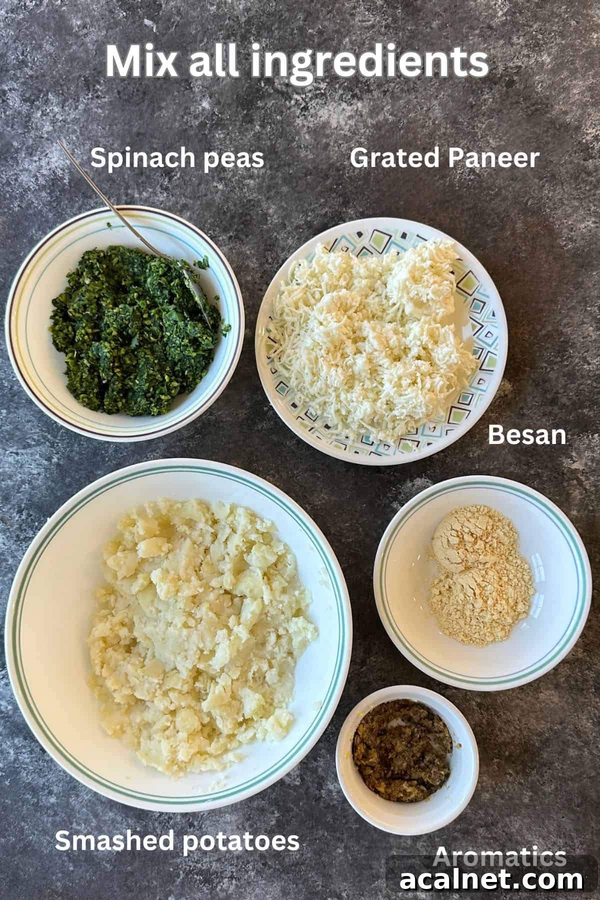 Ingredients to make hara bhara kebab