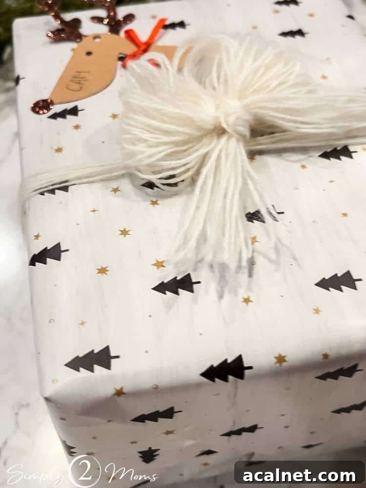 Package with ultra-fine yarn used to create a wide fluffy bow
