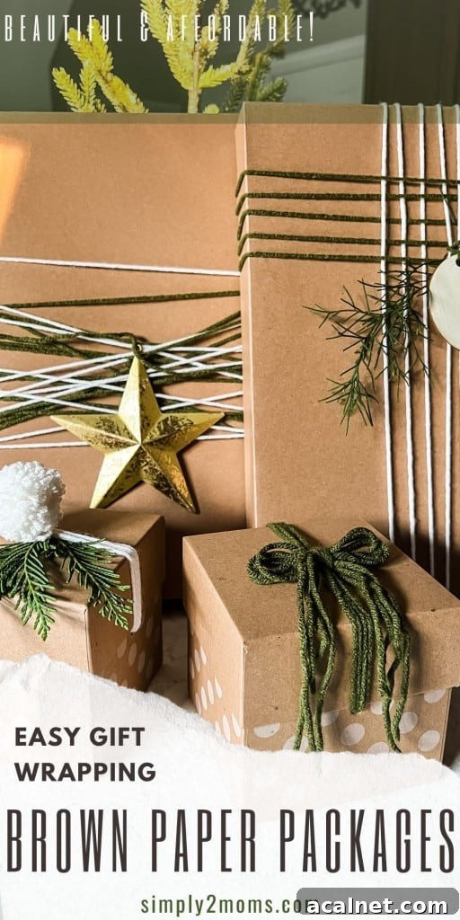 Brown paper packages tied with yarn