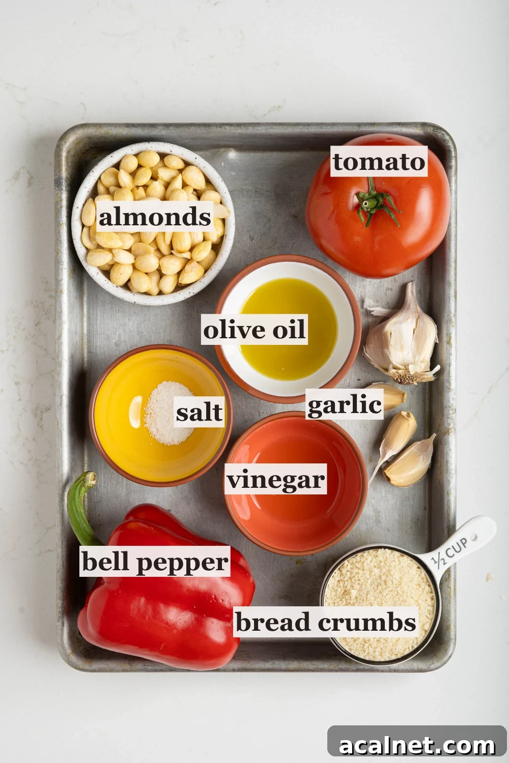 bowls of almonds, olive oil, and more