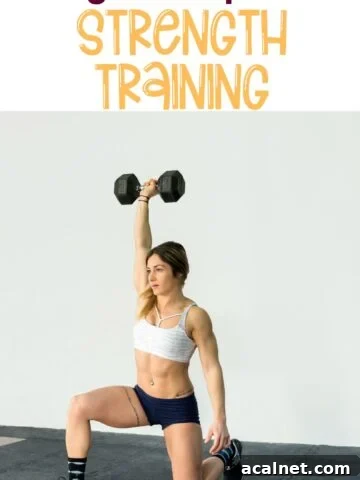 Woman in white sporta bra and shorts performing a lunge with a dumbbell and text above the image.