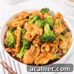 Chinese chicken and broccoli on a plate.