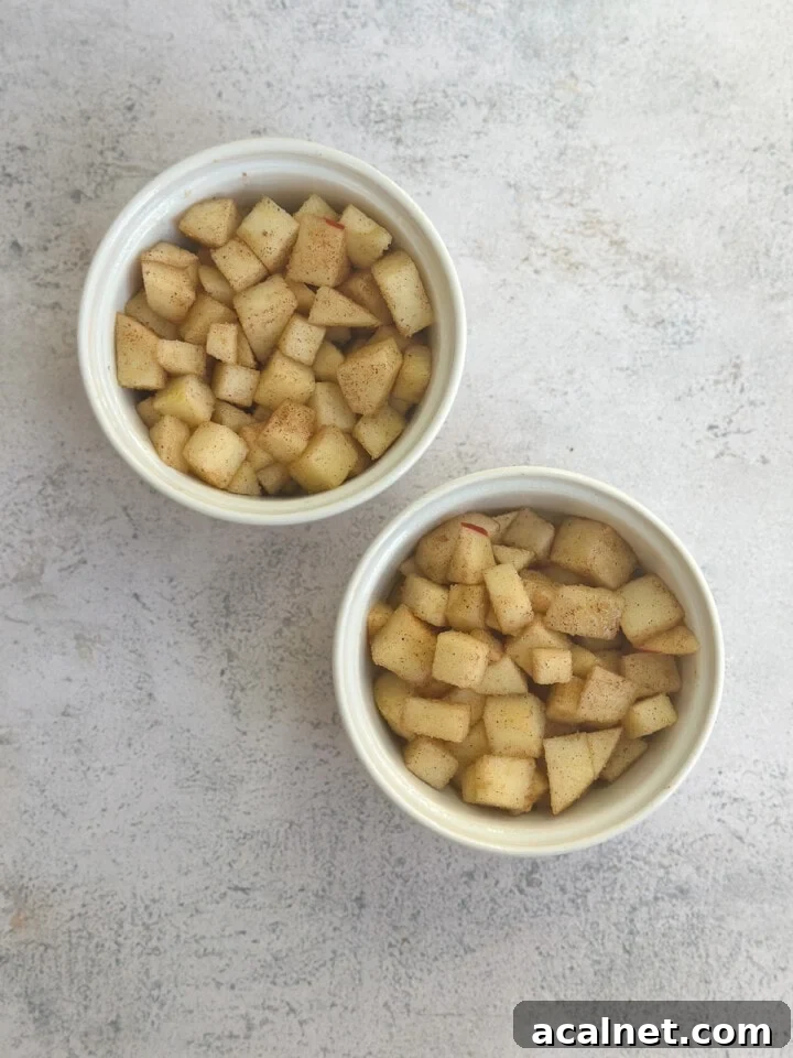 apples in 2 ramekins.