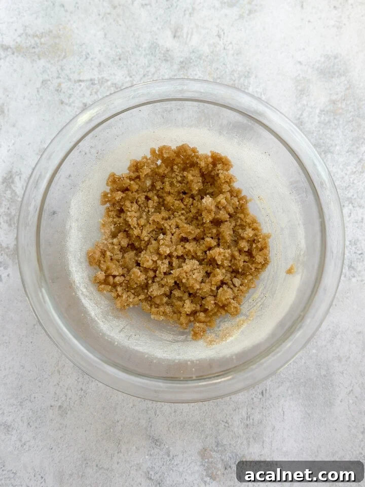 crumb topping in the bowl.