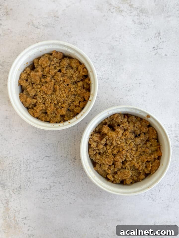apple crumble for two after baking.