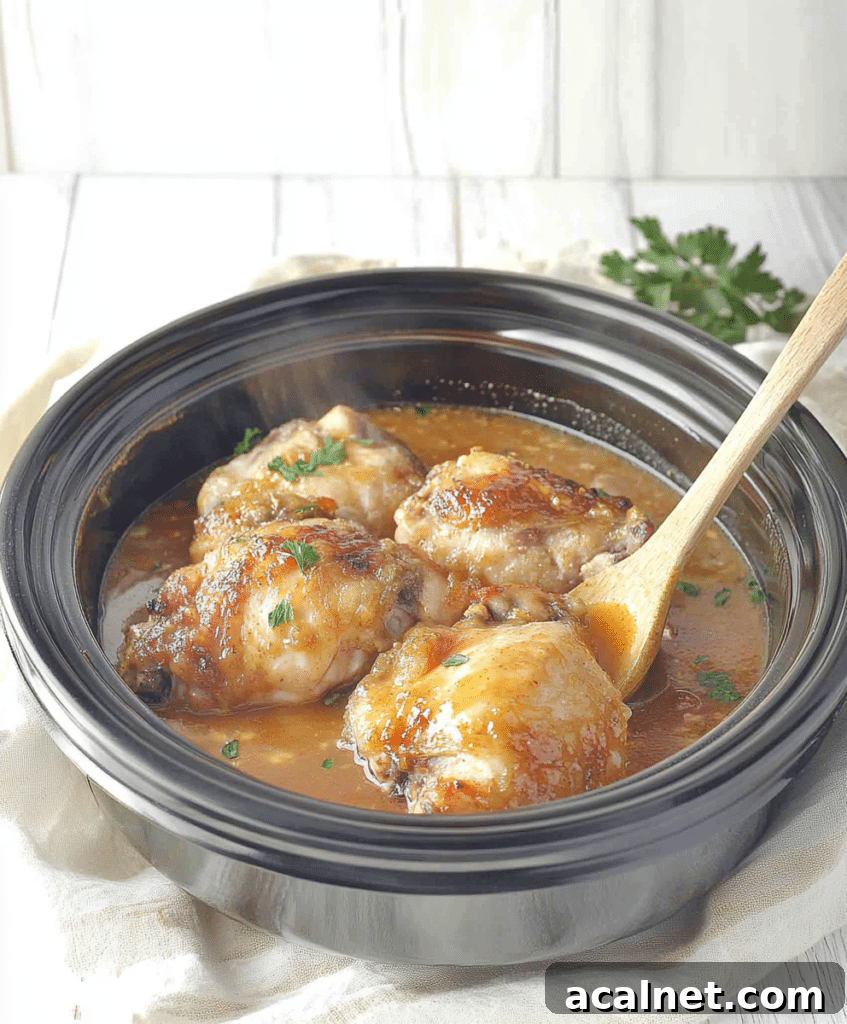 Gluten-Free Slow Cooker Honey Mustard Chicken Thighs 5 Plated honey mustard chicken thighs