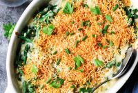 Creamy Cheddar Green Bean Casserole with Crispy Onions