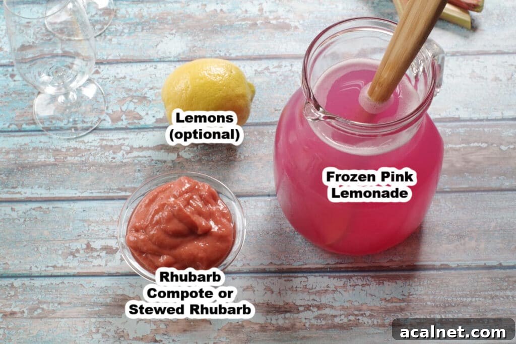 rhubarb lemonade ingredients labelled