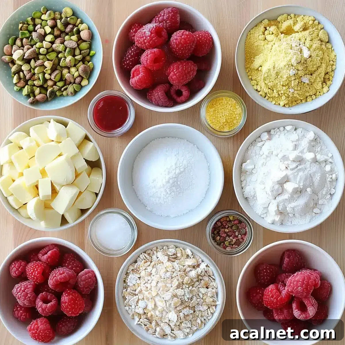 All ingredients measured and laid out on a cutting board