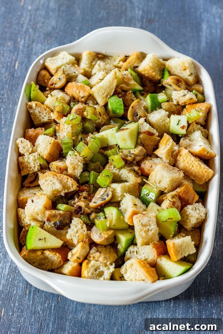 Stuffing in the oven this ready to be baked