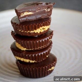 Homemade, super easy peanut butter cups with dark chocolate!
