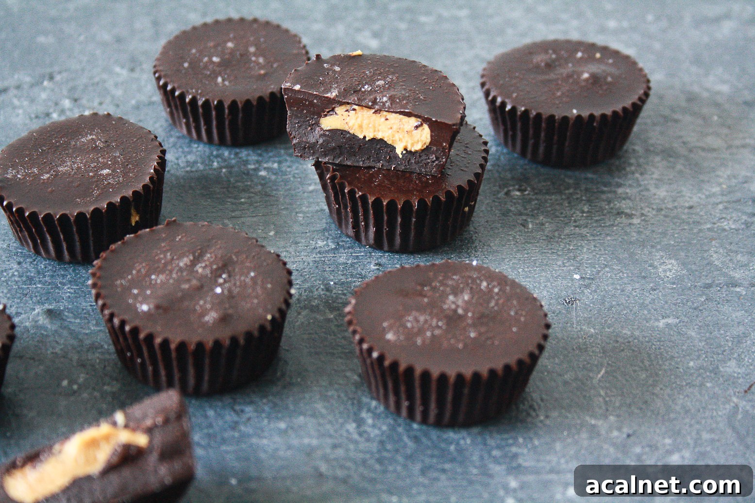 Homemade, super easy peanut butter cups with dark chocolate!