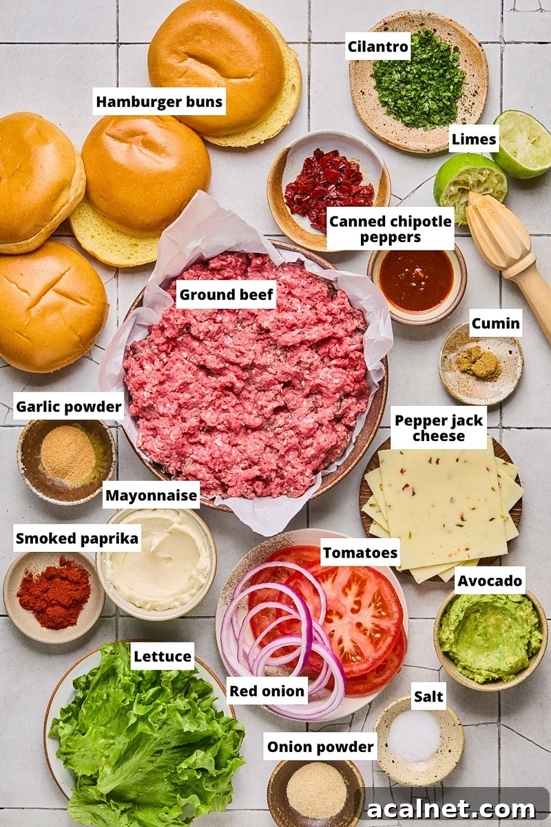 Smoky Chipotle Beef Burgers with Creamy Aioli 3 Ingredients used to make smoky chipotle beef burger with creamy homemade chipotle aioli