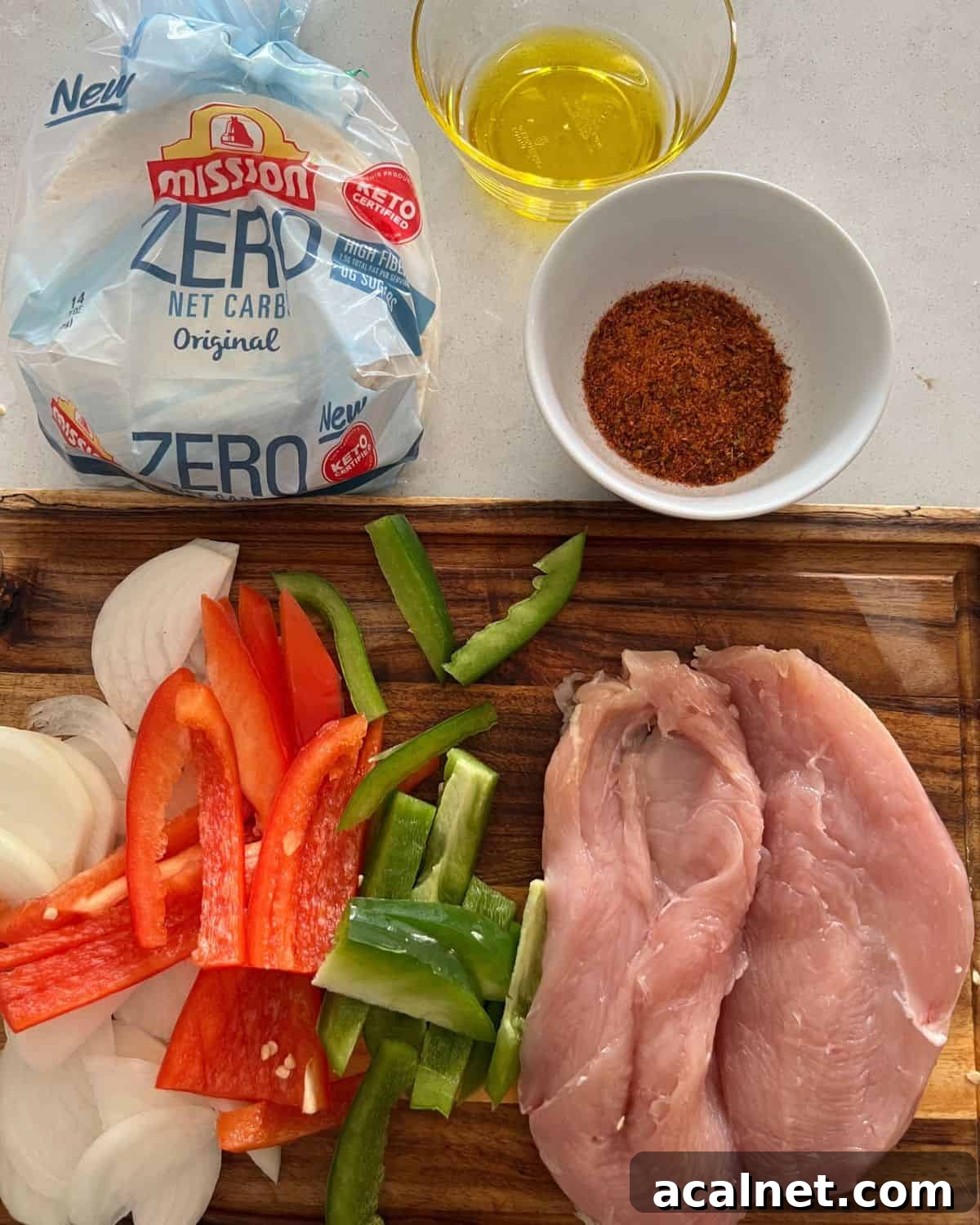 Ingredients needed for Blackstone Chicken Fajitas.