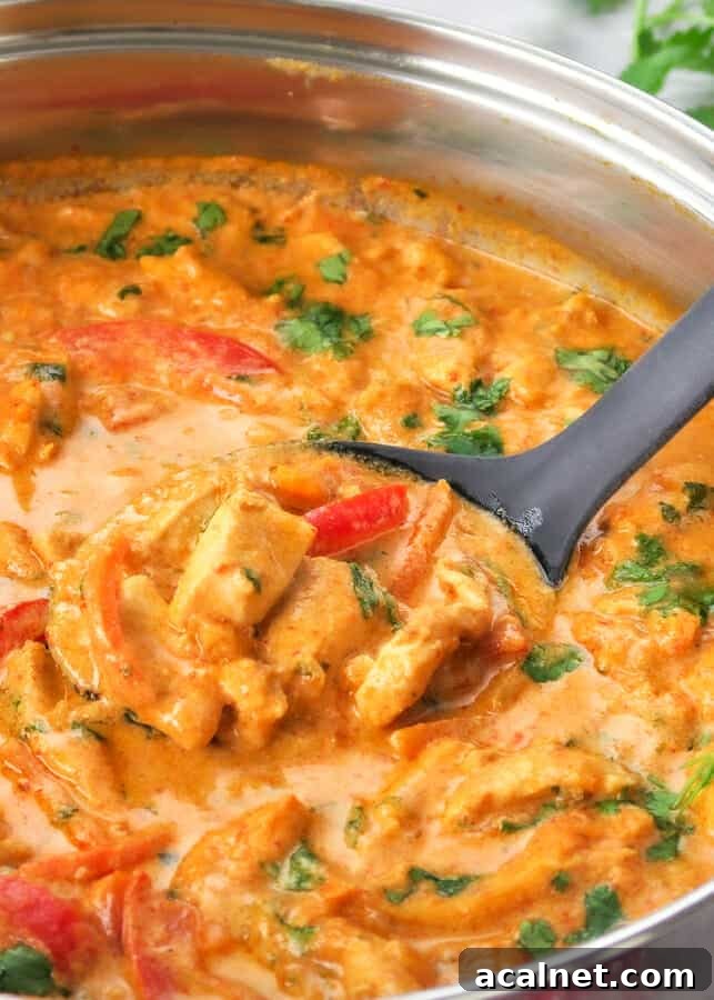 Thai Red Curry Chicken in skillet