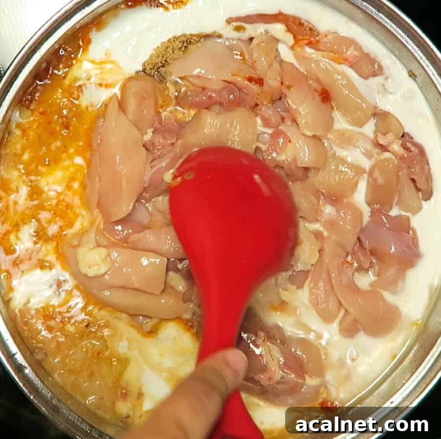 Coconut milk and chicken added