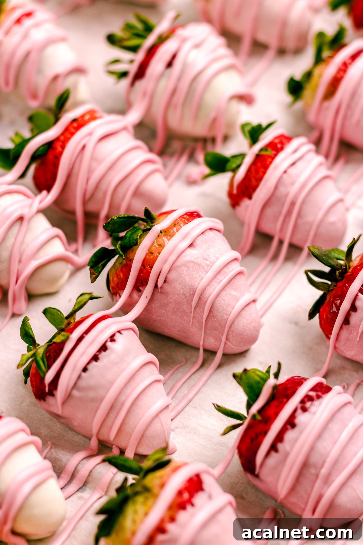 Pink chocolate covered strawberries