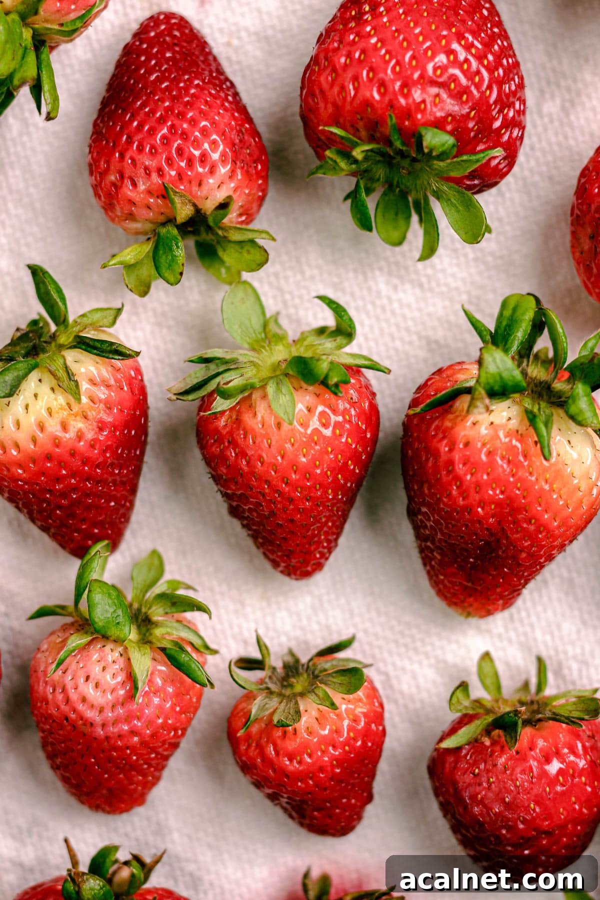 Strawberries drying on paper towel