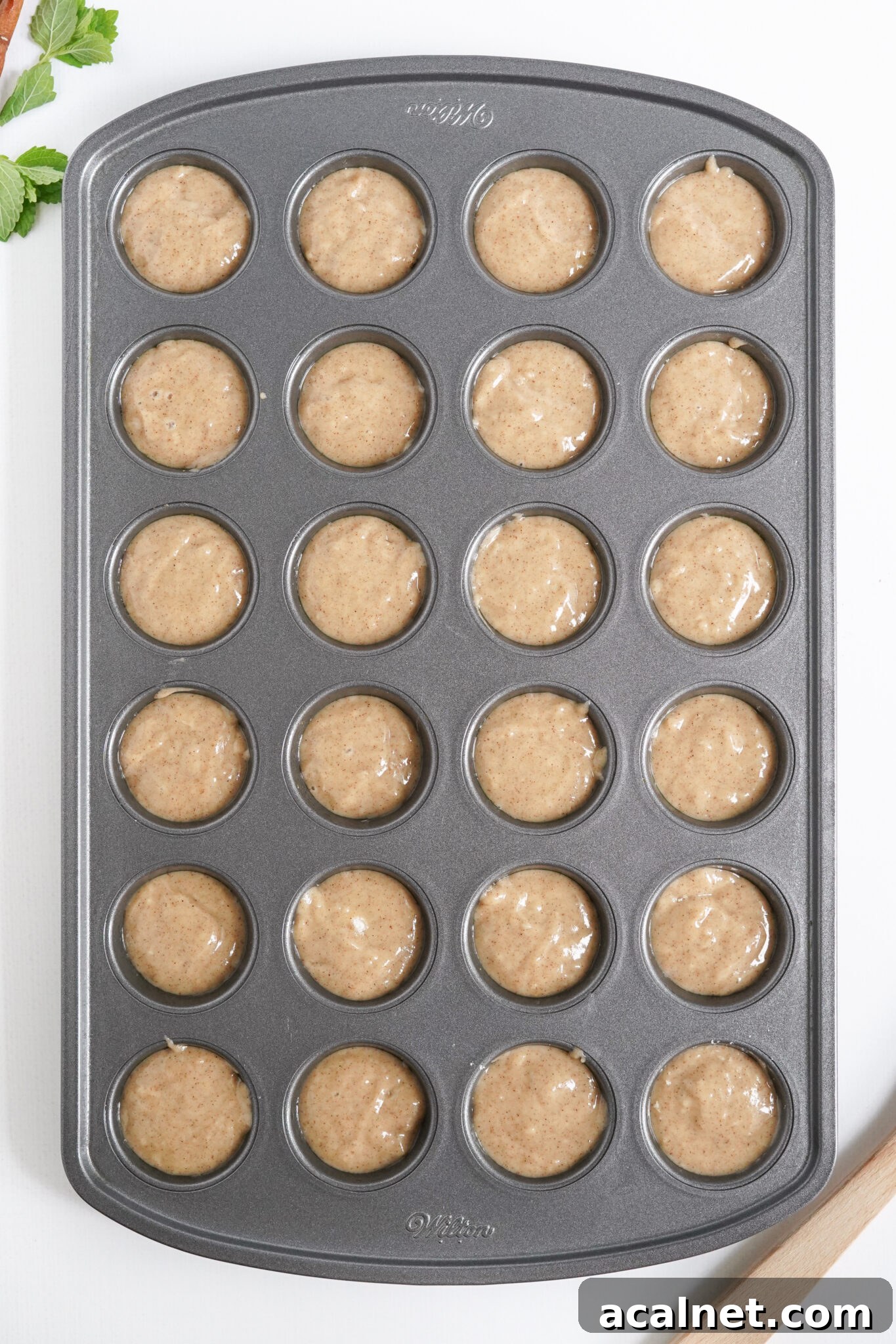 Apple Cider Donut Hole dough in baking tray