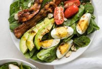 Spinach Salad with Crispy Bacon and Poached Eggs