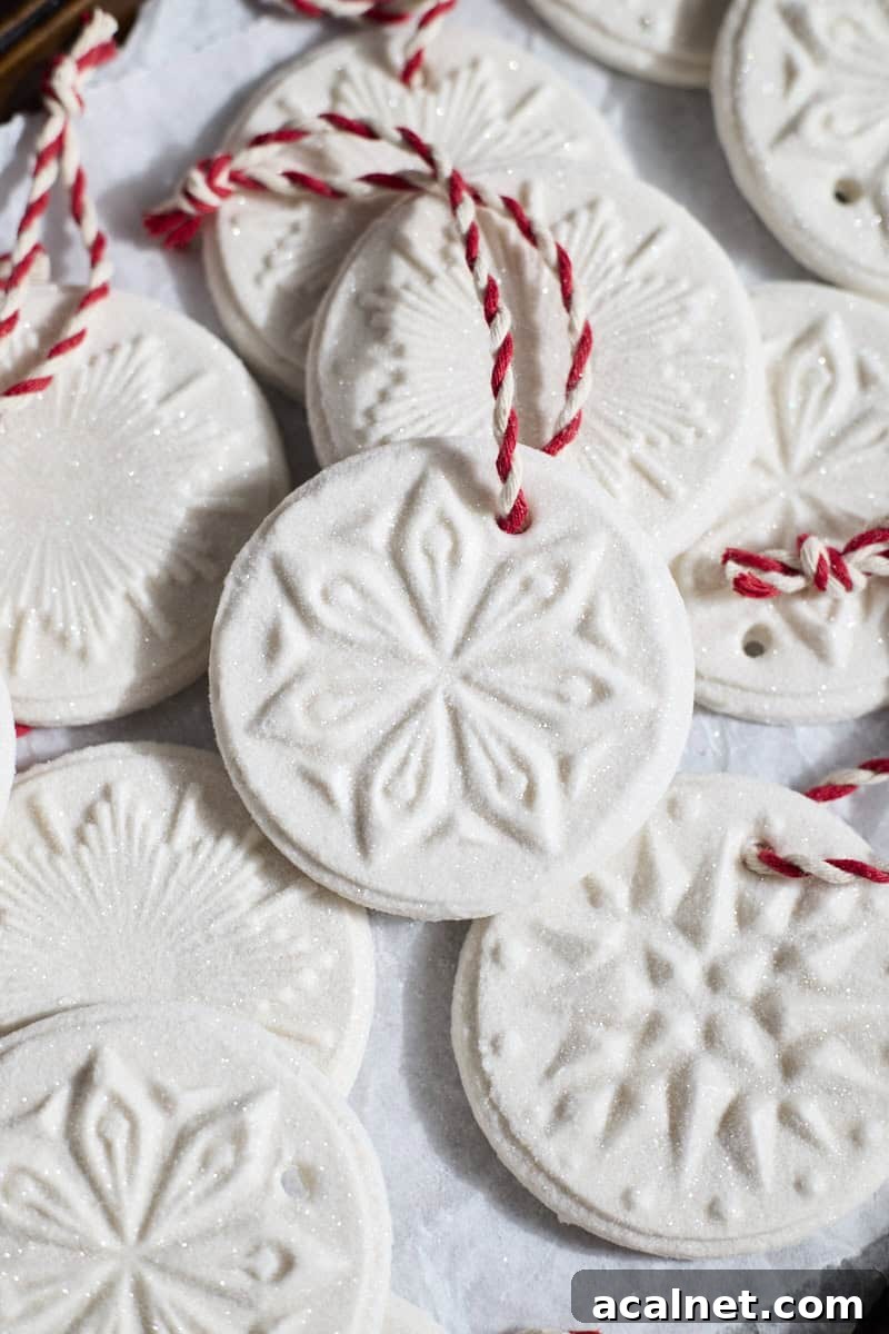 Finished Sourdough Discard Salt Dough Ornaments on a baking sheet.
