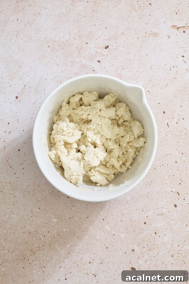 Shaggy dough in a large bowl.