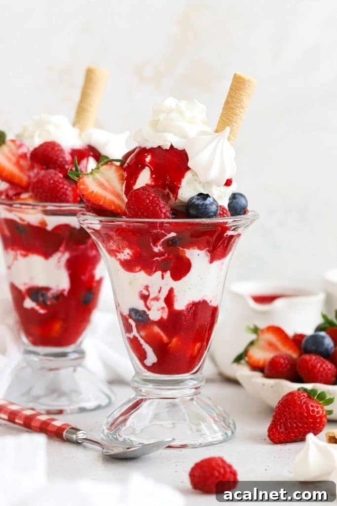Lemon Ice Cream Swirled with Tangy Lemon Curd 12 Homemade Knickerbocker Glory with raspberry sauce and fresh berries