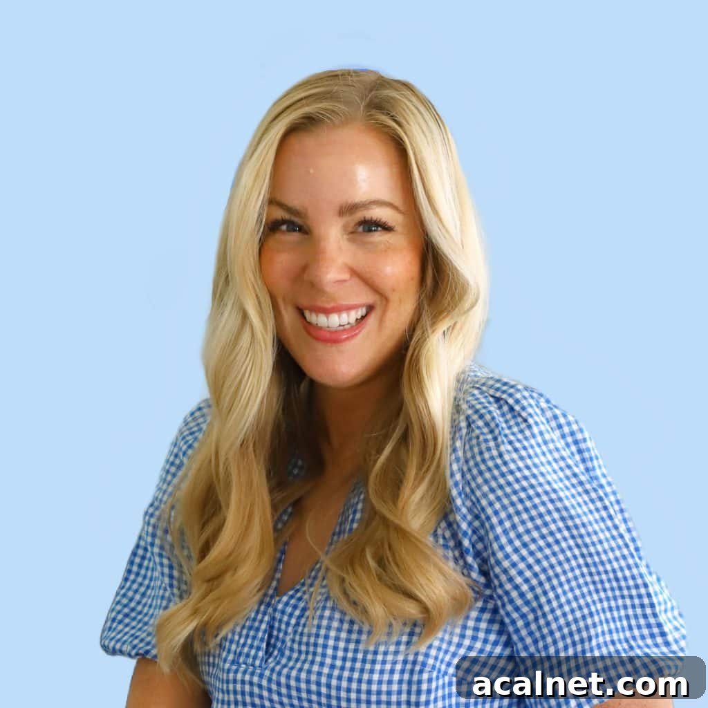 Emily Dixon from Sweets & Thank You with a light blue background