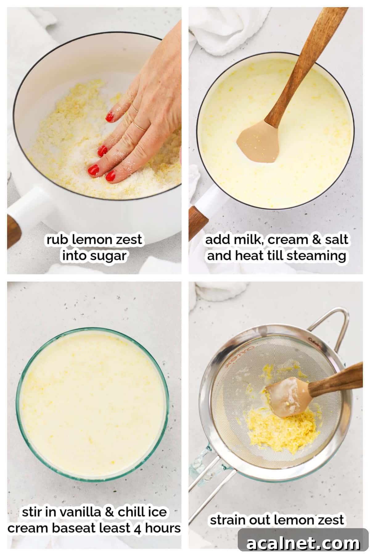 Lemon Ice Cream Swirled with Tangy Lemon Curd 6 making creamy lemon ice cream base, step by step
