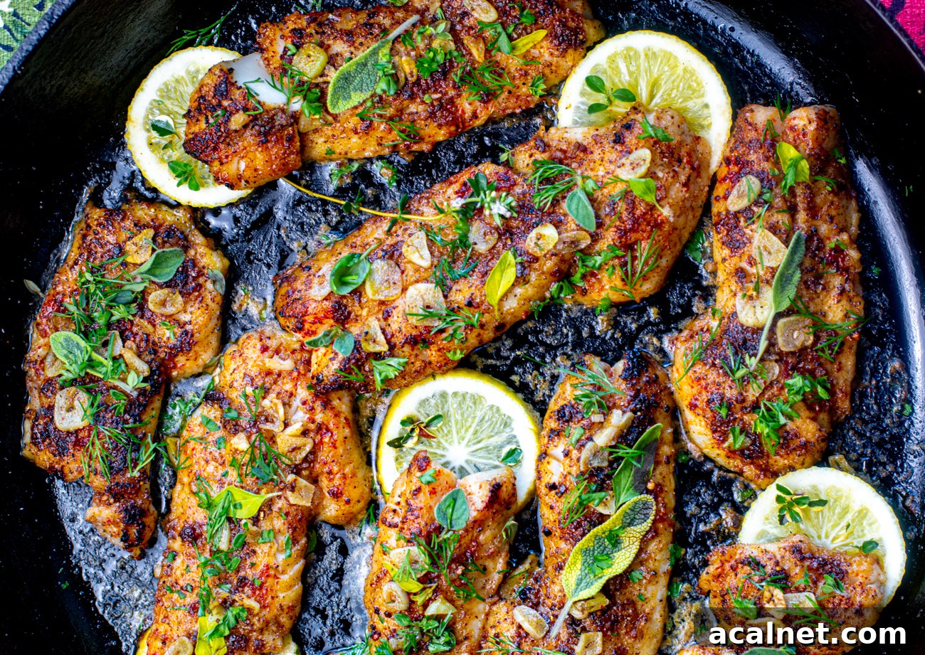 Cajun Blackened Red Fish with Brown Butter-Garlic Sauce and Summer Herbs