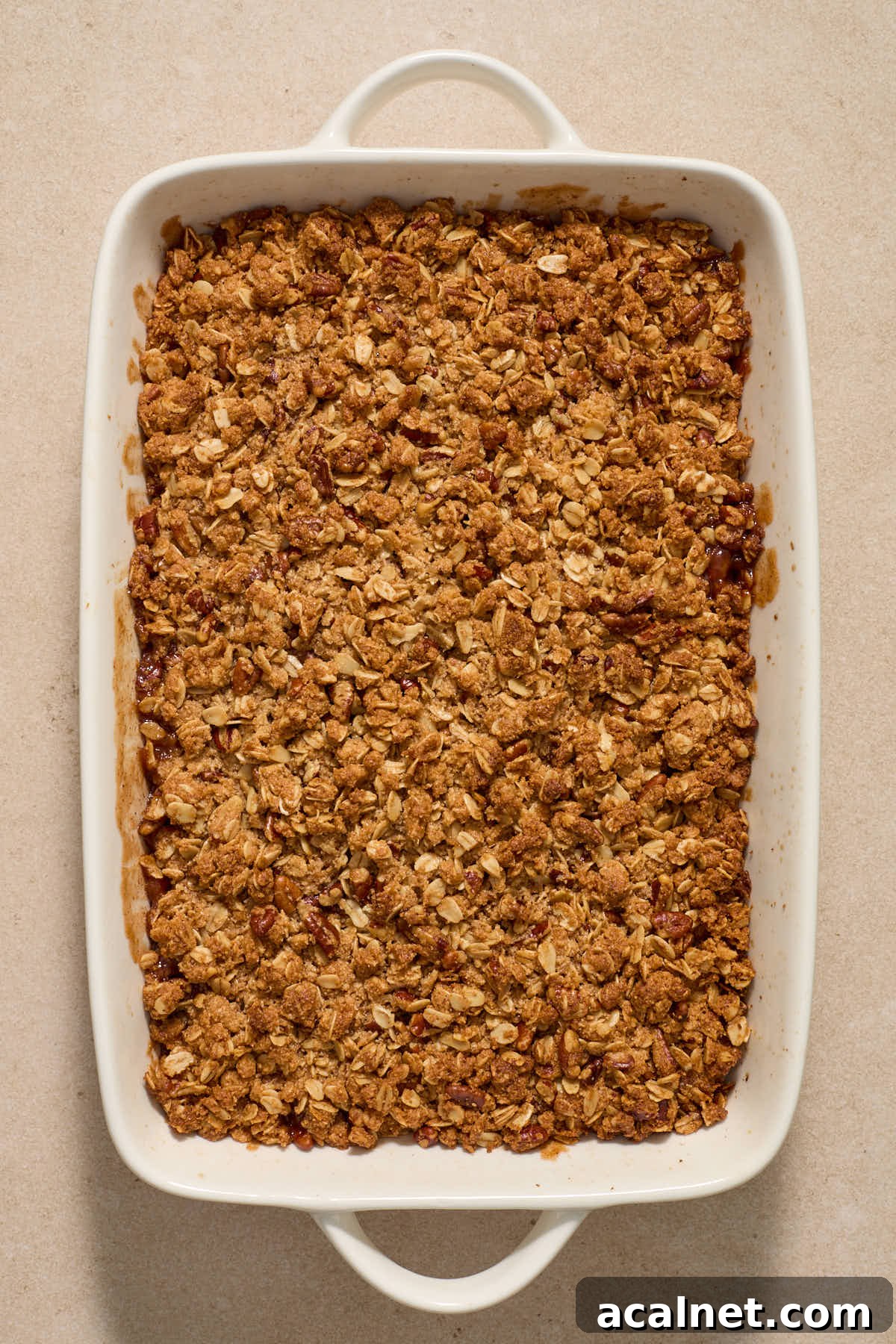 Baked crisp cooling in dish.