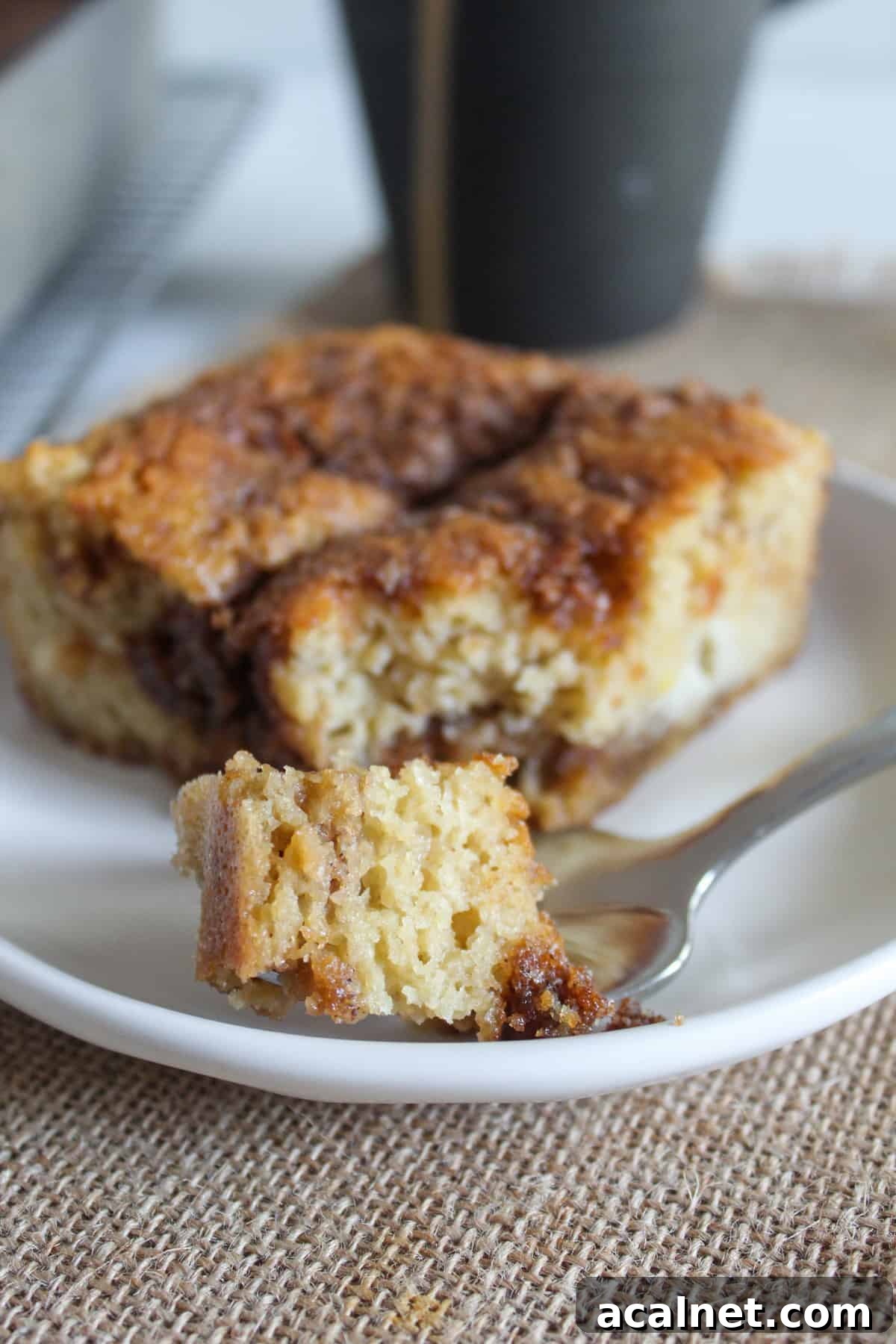 bite of a coffee cake on a fork