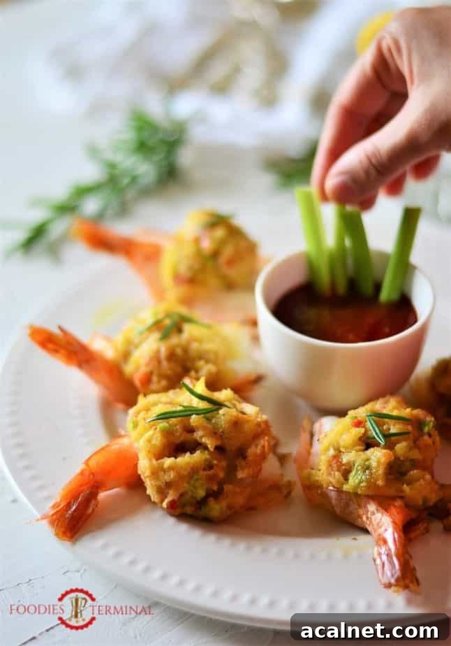 Easy Baked Stuffed Shrimp with Crabmeat & Ritz crackers served on a plate.
