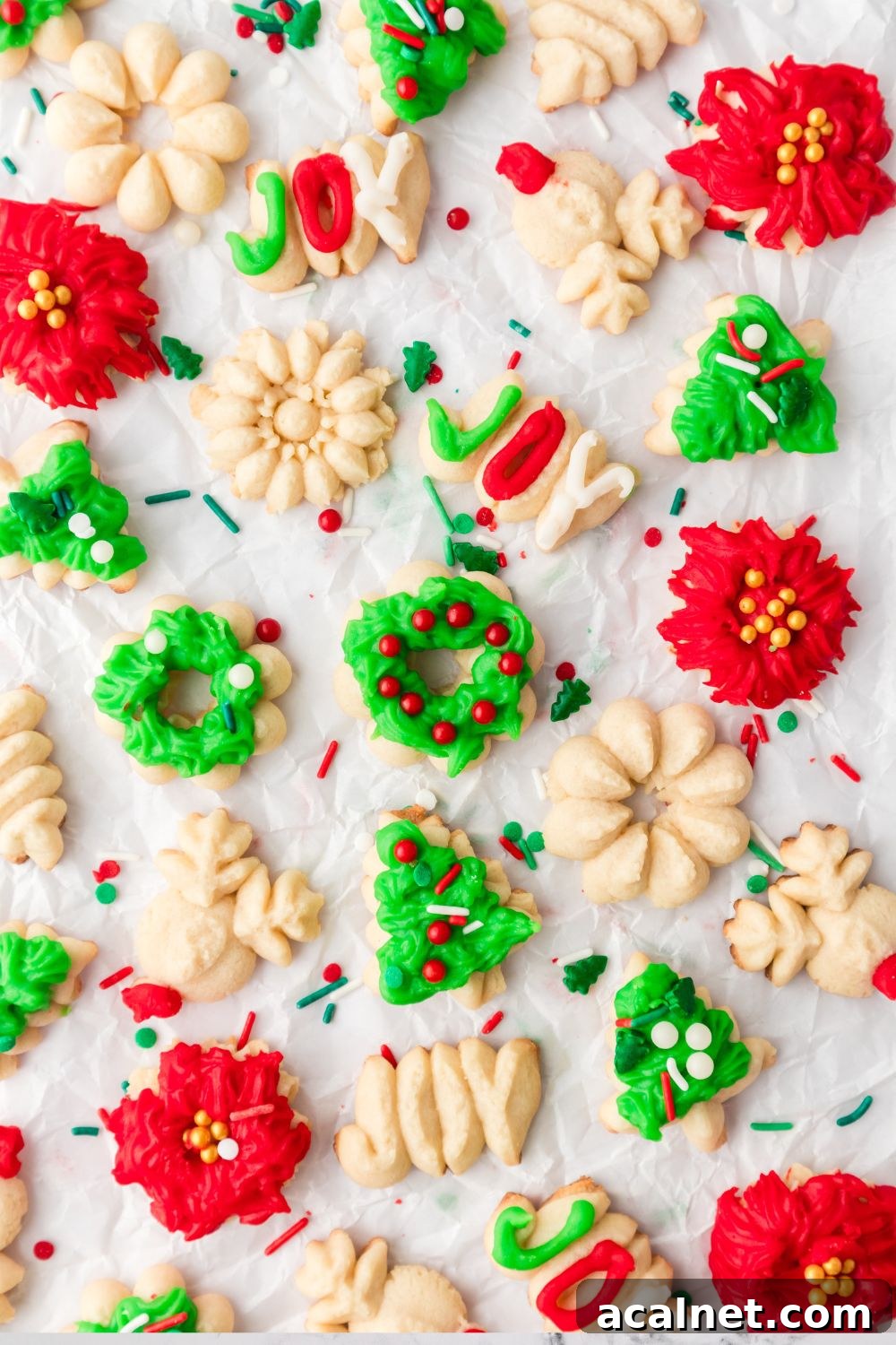 Classic Christmas Spritz Cookie Recipe 13 cookie press cookies on tray