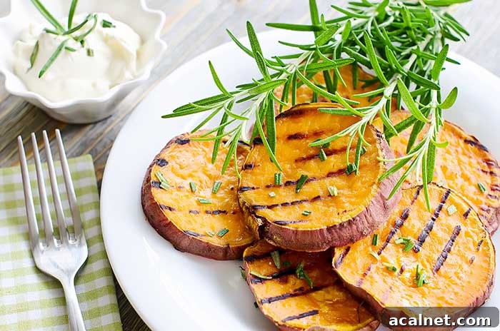 grilled sweet potato slices