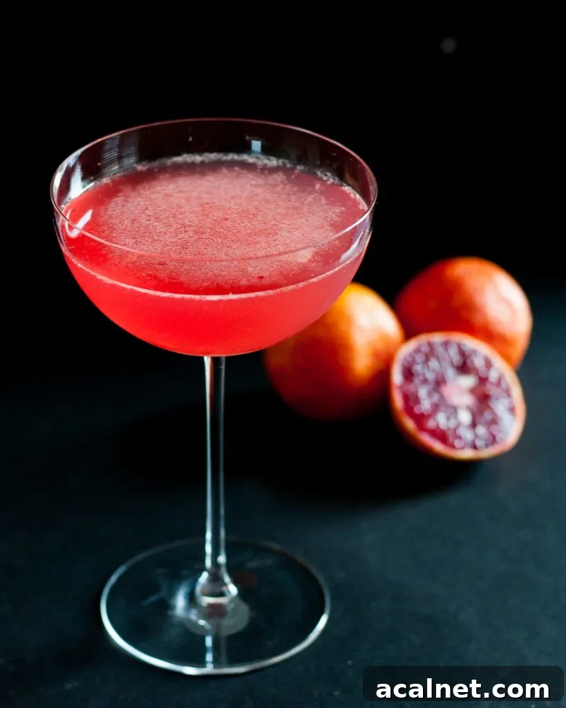 Blood orange martini in glass