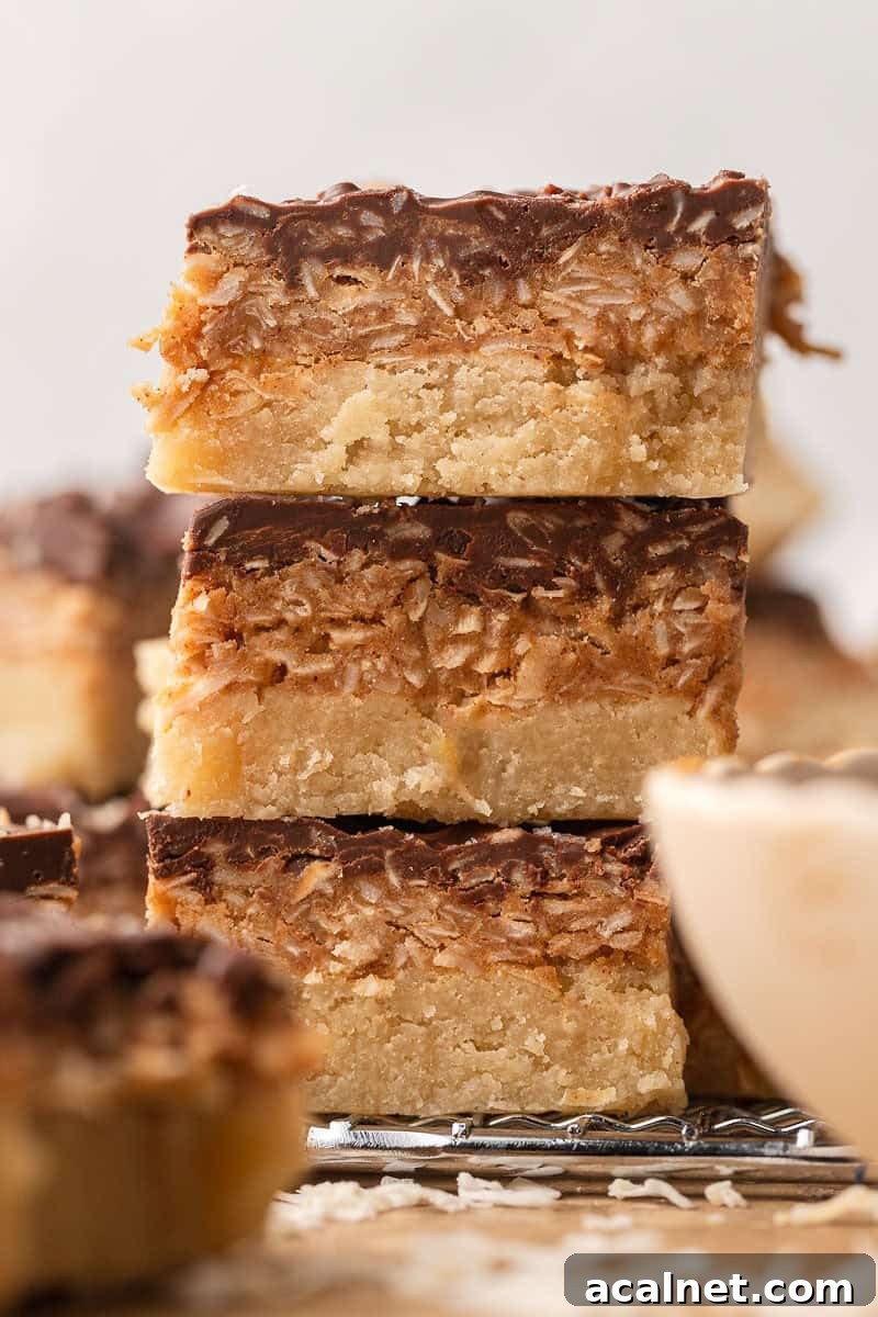 Healthy Samoa Bars stacked