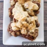 Venison meatballs covered in bourbon cream sauce.