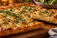 Onion and Mustard Cream Puff Pastry Tart for Weeknights